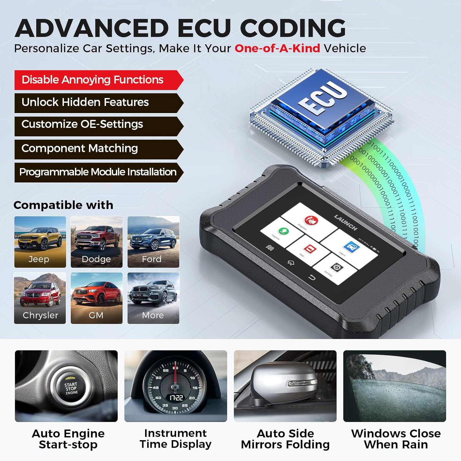 LAUNCH X431 Creader Elite 2.0 FGC OBD2-scanner, tovejs scannings værktøj til Ford, GM og Chrysler serien, ECU-kodning, livslang GRATIS opdatering - LifafaDenmark Aps