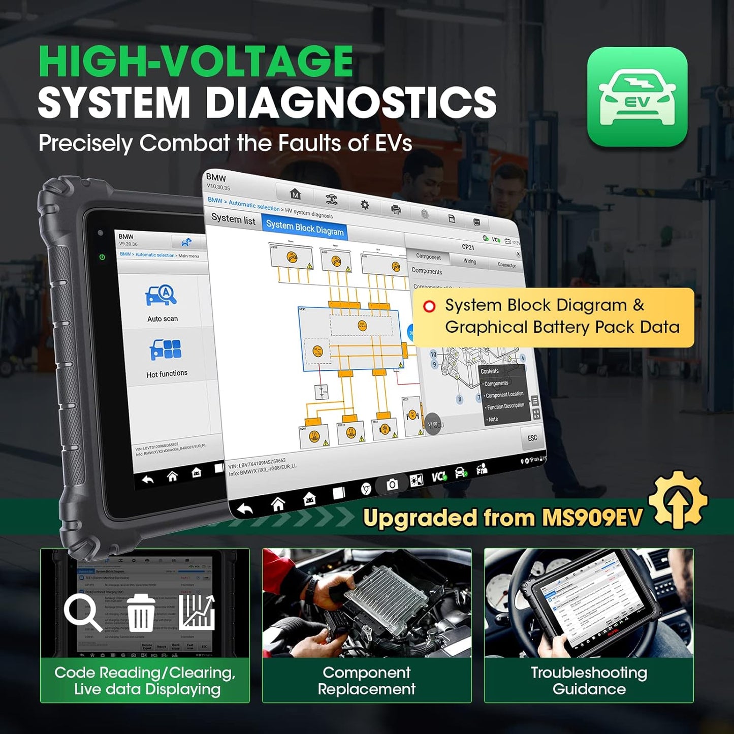 Autel MaxiSYS Ultra EV scanner med EVDiag-kit, højspændings system&nbsp; og batteri pakke analyse, 5-i-1 VCMI, ECU-programmering - LifafaDenmark Aps