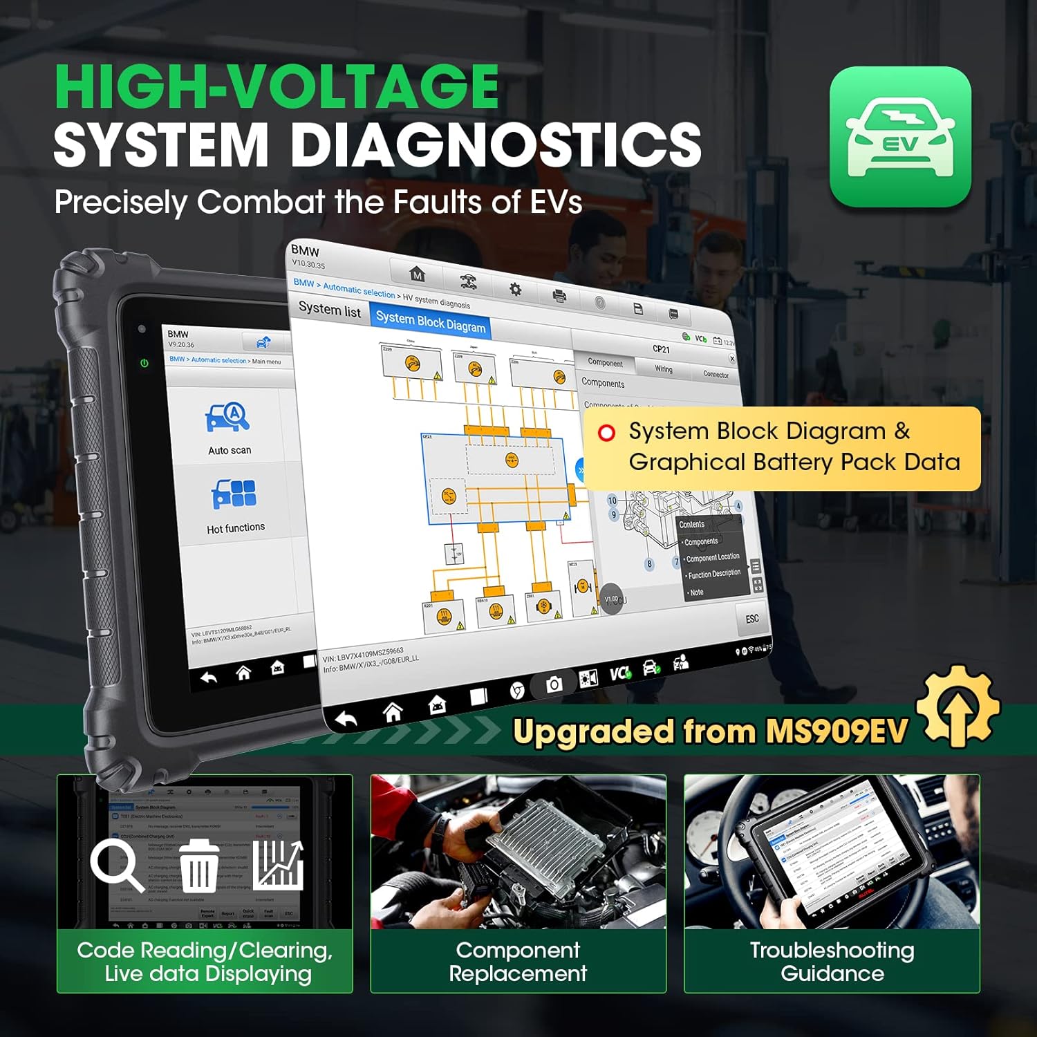 Autel MaxiSYS Ultra EV scanner med EVDiag-kit, højspændings system&nbsp; og batteri pakke analyse, 5-i-1 VCMI, ECU-programmering - LifafaDenmark Aps