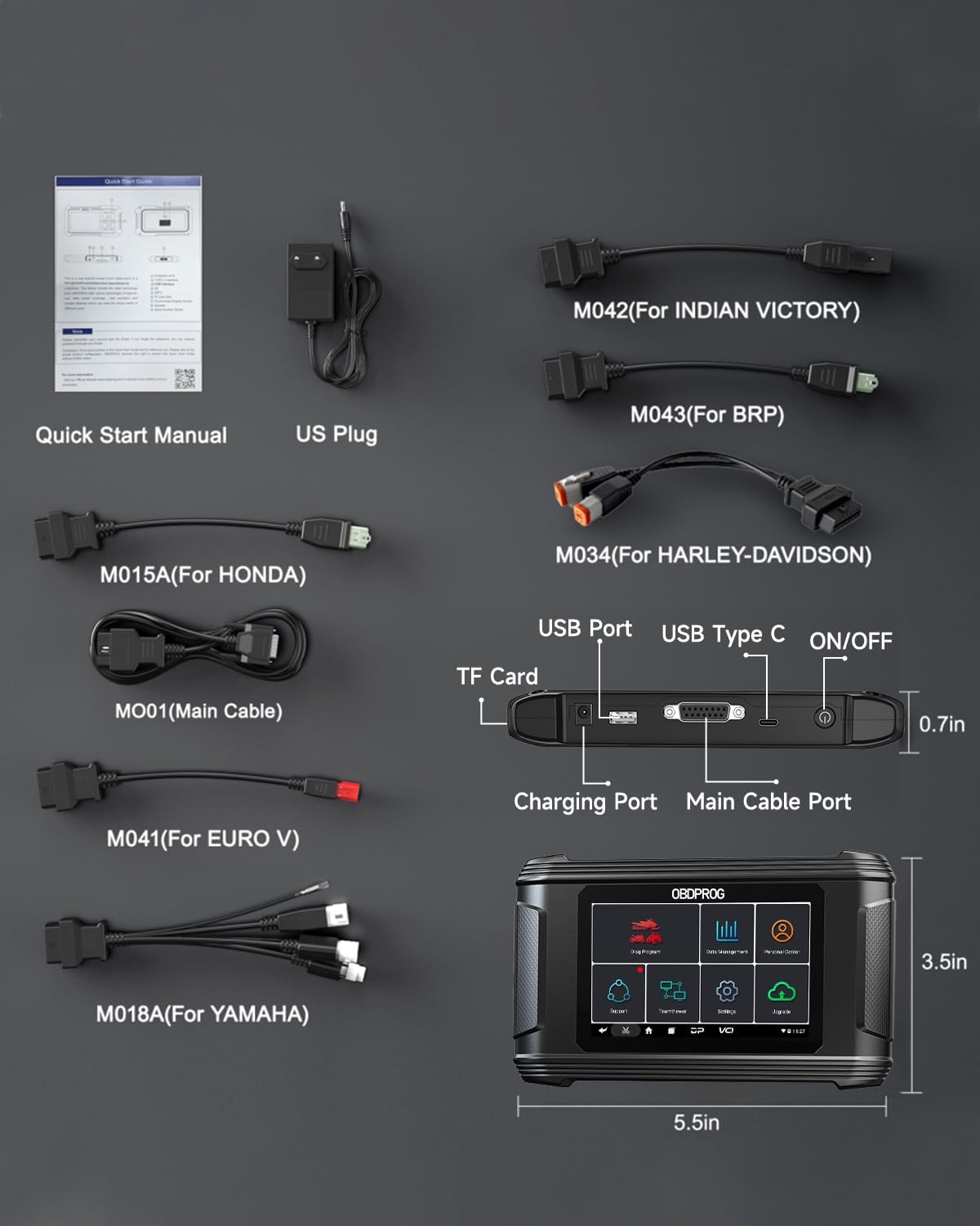 OBDPROG Moto 100 motorcykel diagnose værktøj til Harley, Honda, Yamaha, Polaris, BRP, Indian og Victory - LifafaDenmark Aps