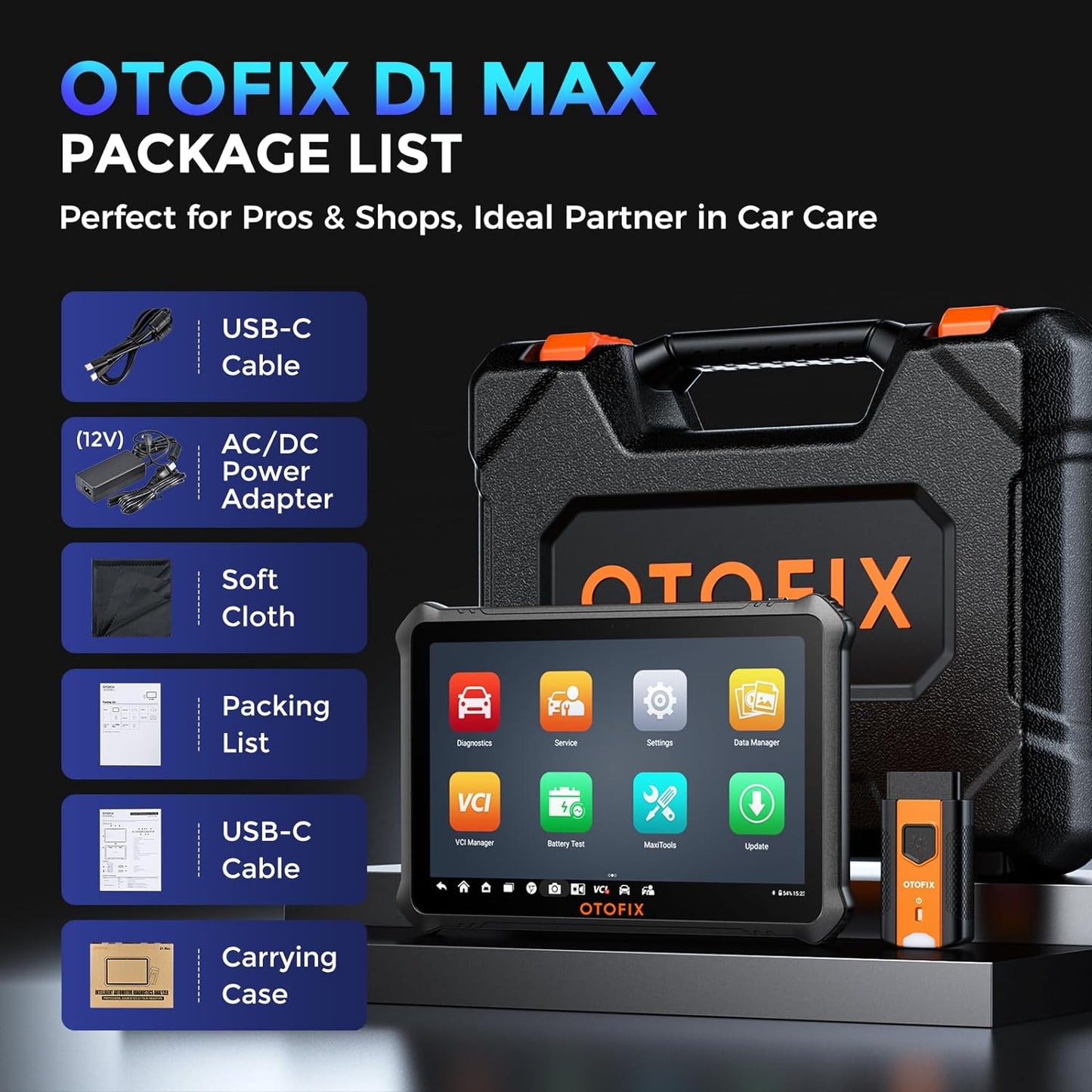 OTOFIX D1 Max Car Scan Tool Bi-Directional, ECU-kodning, 40+ tjenester, komplet system diagnostik, DoIP & CAN FD