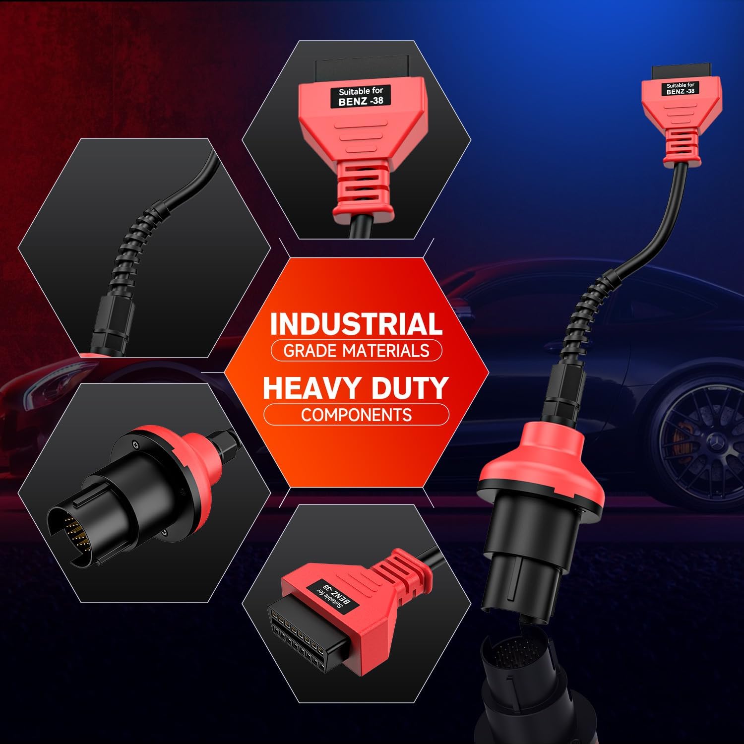 Autel Original BENZ 38 PIN Adapter, 38-pin Han til 16 pin Hun OBDII Stik - LifafaDenmark Aps