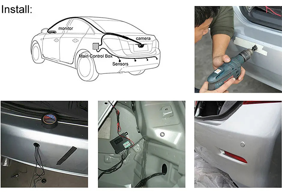 CVBS 16 mm flade sensorer synlige biler med dobbelt kerne-CPU, video parkerings sensor, bak assistance, radar, afstands alarm system - LifafaDenmark Aps