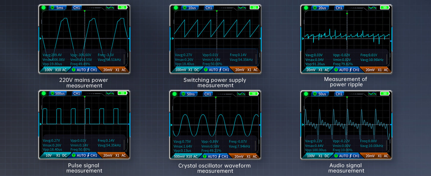 To-kanals 3-i-1 digitalt oscilloskop multimeter Dual CH-funksjonssignalgenerator