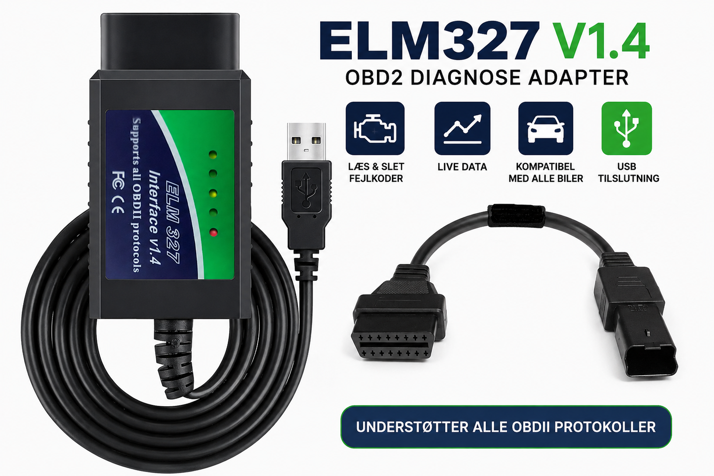 ELM 327 OBD2 USB V1.4 Adapter kabel til JPDiag Melcodiag M3C9 Software med Ducati 4-bens OBD2 Adapter