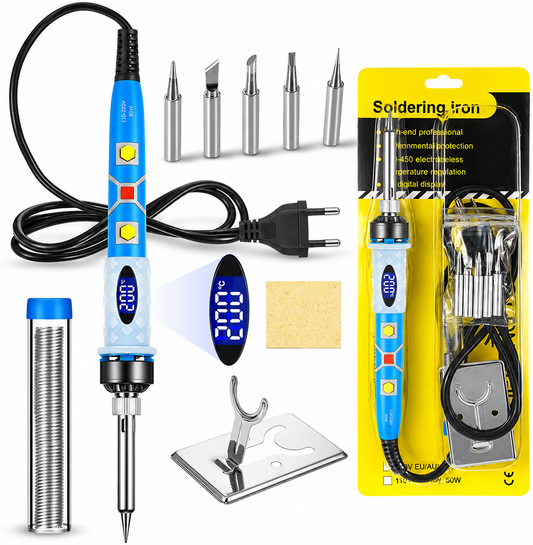 80W Digital LCD Lödkolv Justerbar Temp Kit Switch Tips Lödtrådsstativ