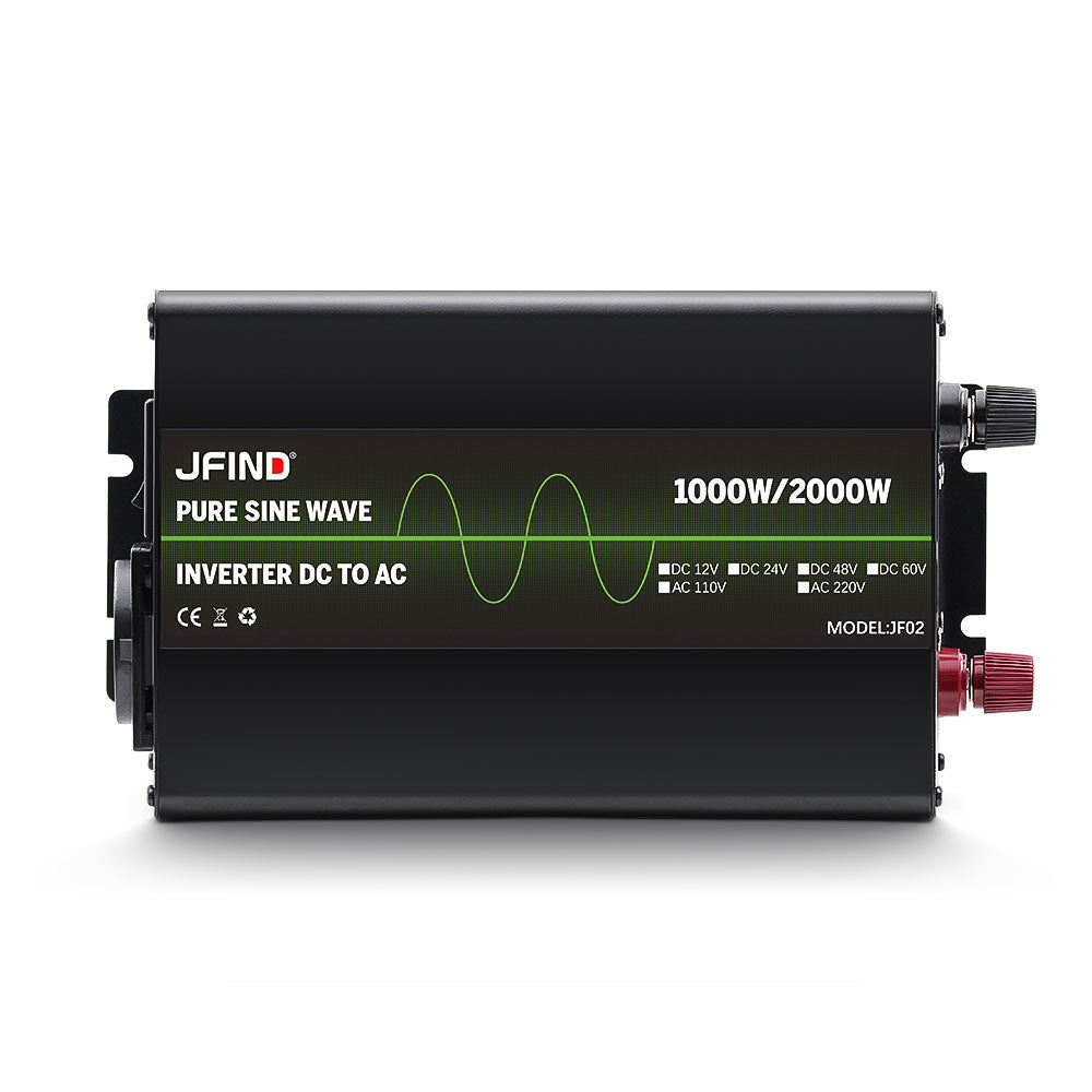 Jfind Pure Sine Wave 12V til 220V inverter adapter til 1000w spidseffekt 2000W