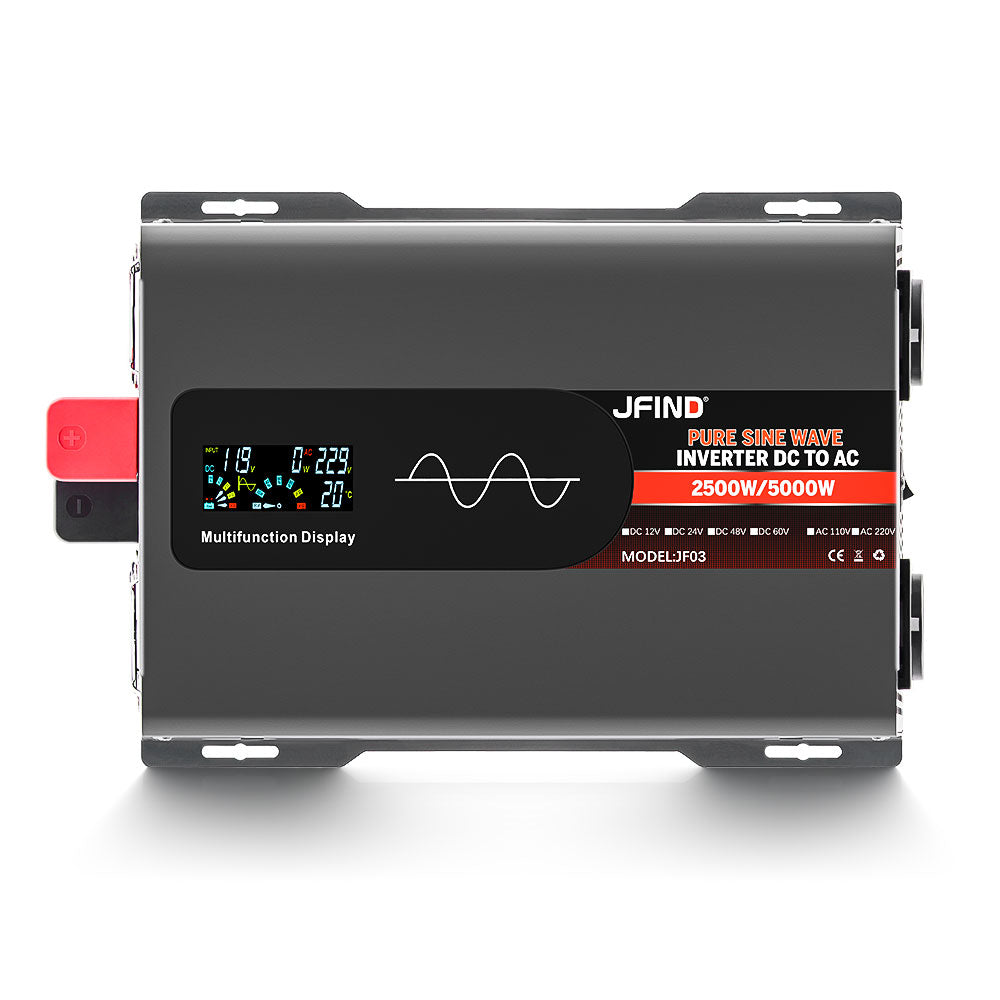 Jfind Pure Sine Wave 12V til 220V inverter adapter til 2500w spidseffekt 5000W