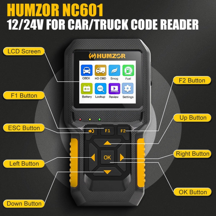 HUMZOR NexzCheck NC601 Diagnostisk Tester til Diesel og Benzin Lastbil - LifafaDenmark Aps