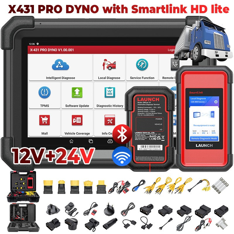 LAUNCH X431 PRO Dyno + Smartlink HD LITE alt i en 12V + 24V bil og lastbil tester med 8 tommer tablet - LifafaDenmark Aps