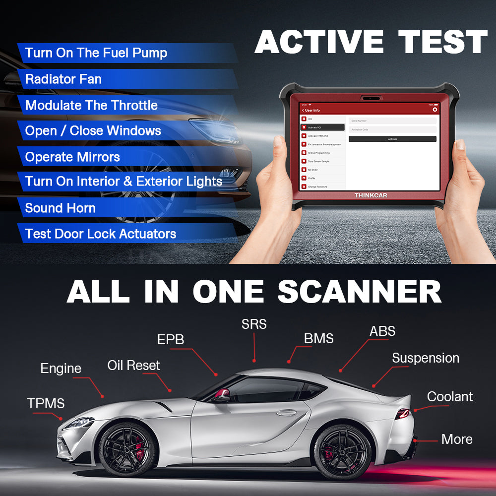 Thinkcar ThinkTool Pad10 OBD2 Scanner Automotive Bidirektional Scan Tool SRS nøgle