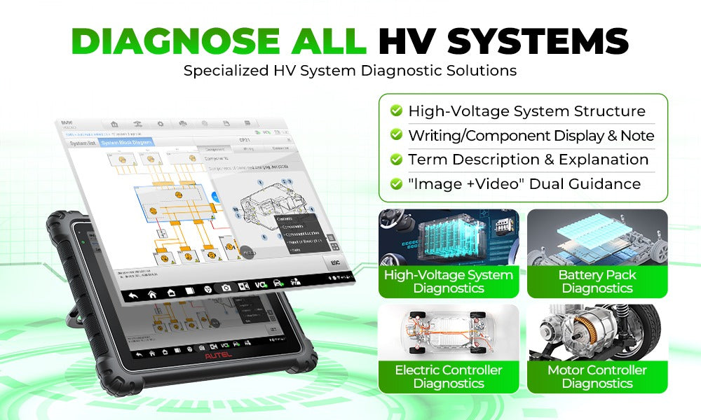 Autel MaxiSYS Ultra EV scanner med EVDiag-kit, højspændings system&nbsp; og batteri pakke analyse, 5-i-1 VCMI, ECU-programmering - LifafaDenmark Aps