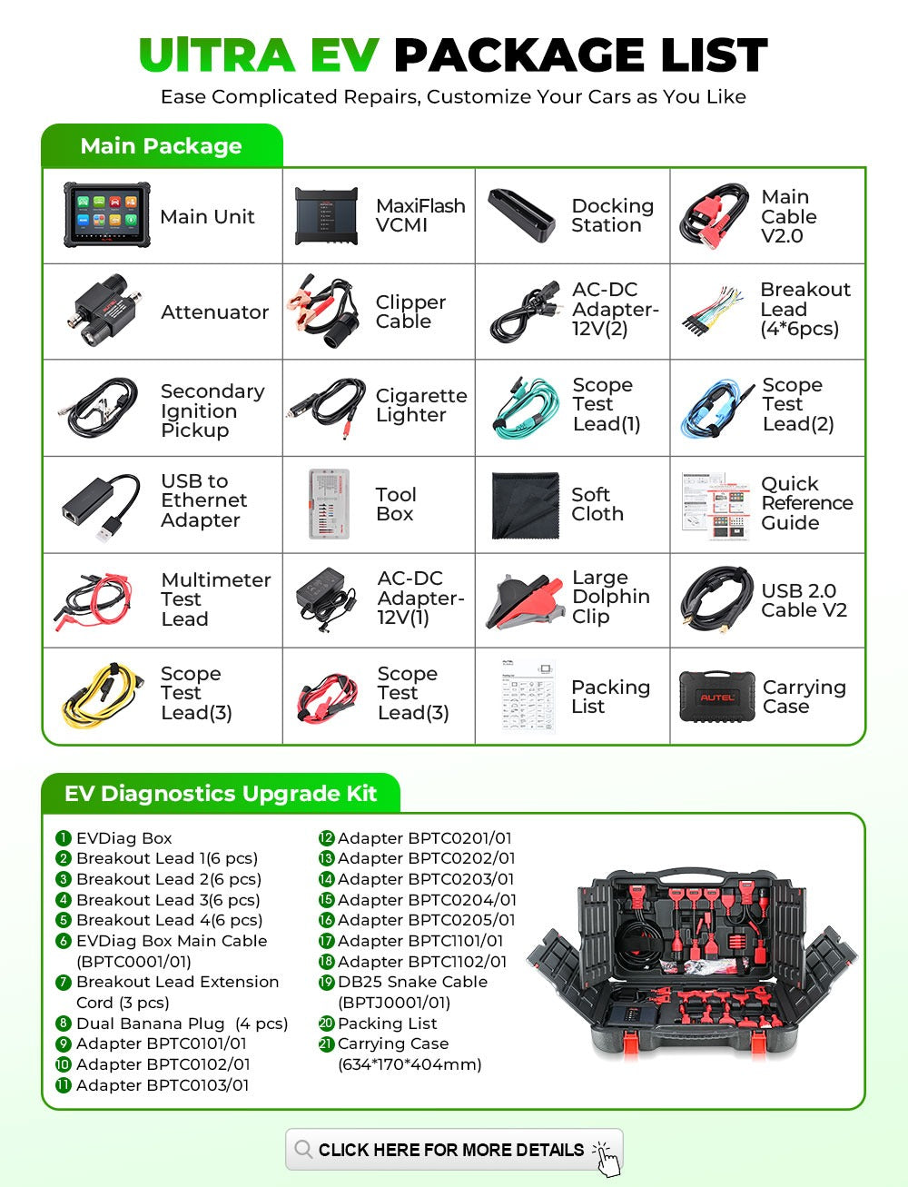 Autel MaxiSYS Ultra EV scanner med EVDiag-kit, højspændings system&nbsp; og batteri pakke analyse, 5-i-1 VCMI, ECU-programmering - LifafaDenmark Aps