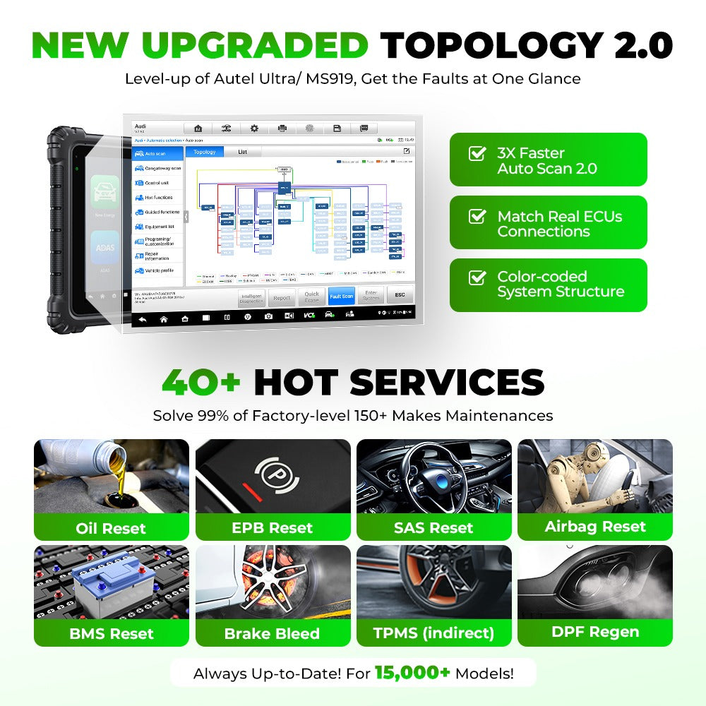 Autel MaxiSYS Ultra EV scanner med EVDiag-kit, højspændings system&nbsp; og batteri pakke analyse, 5-i-1 VCMI, ECU-programmering - LifafaDenmark Aps
