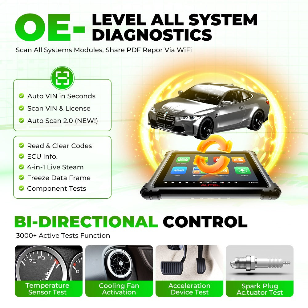 Autel MaxiSYS Ultra EV scanner med EVDiag-kit, højspændings system&nbsp; og batteri pakke analyse, 5-i-1 VCMI, ECU-programmering - LifafaDenmark Aps