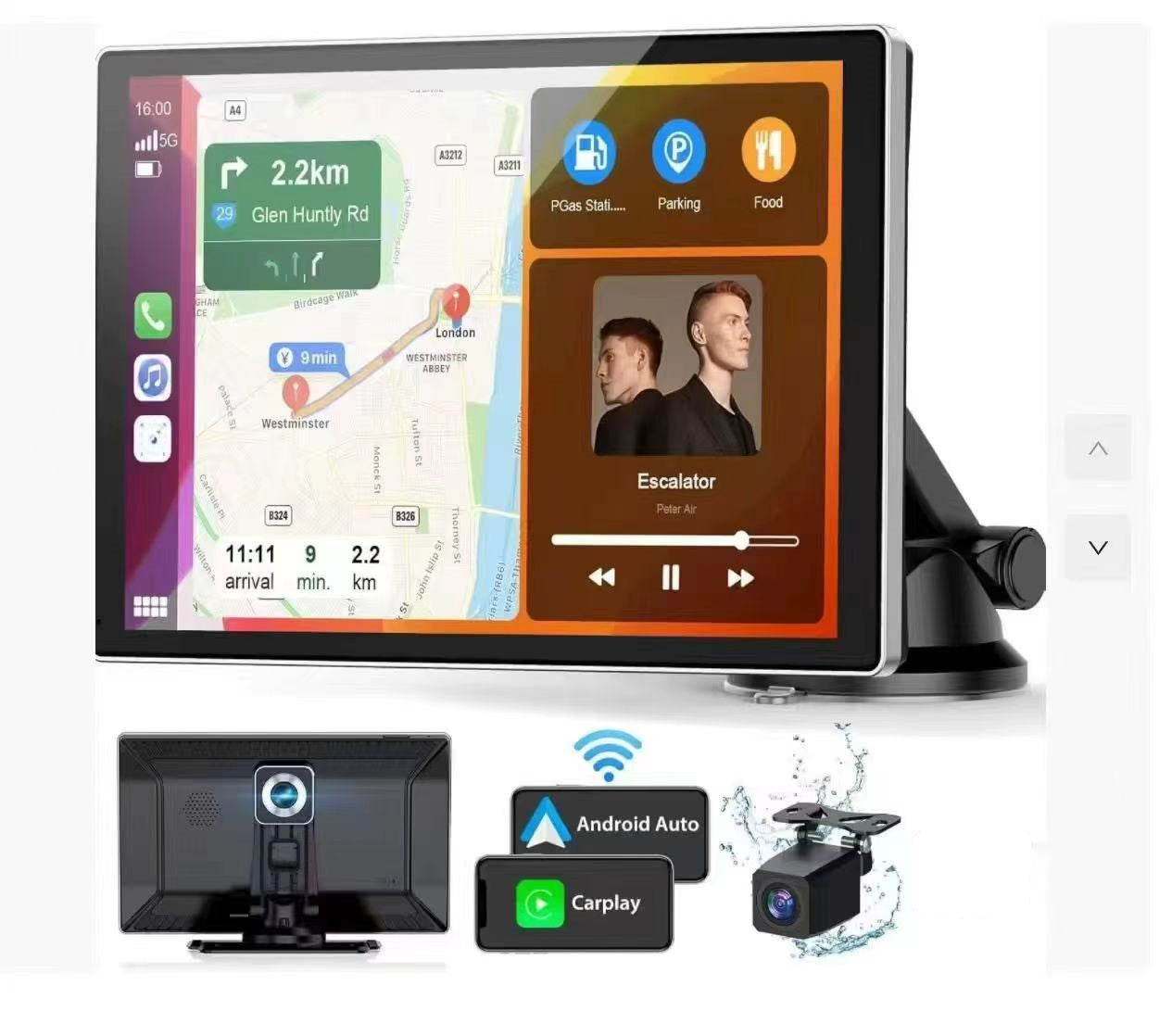 Apple Carplay-skærm til bil, 10,26" HD bærbar bilstereo med touchskærm og trådløs Android Auto, bakkamera - LifafaDenmark Aps