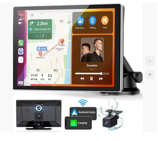 Apple Carplay-skærm til bil, 10,26" HD bærbar bilstereo med touchskærm og trådløs Android Auto, bakkamera - LifafaDenmark Aps