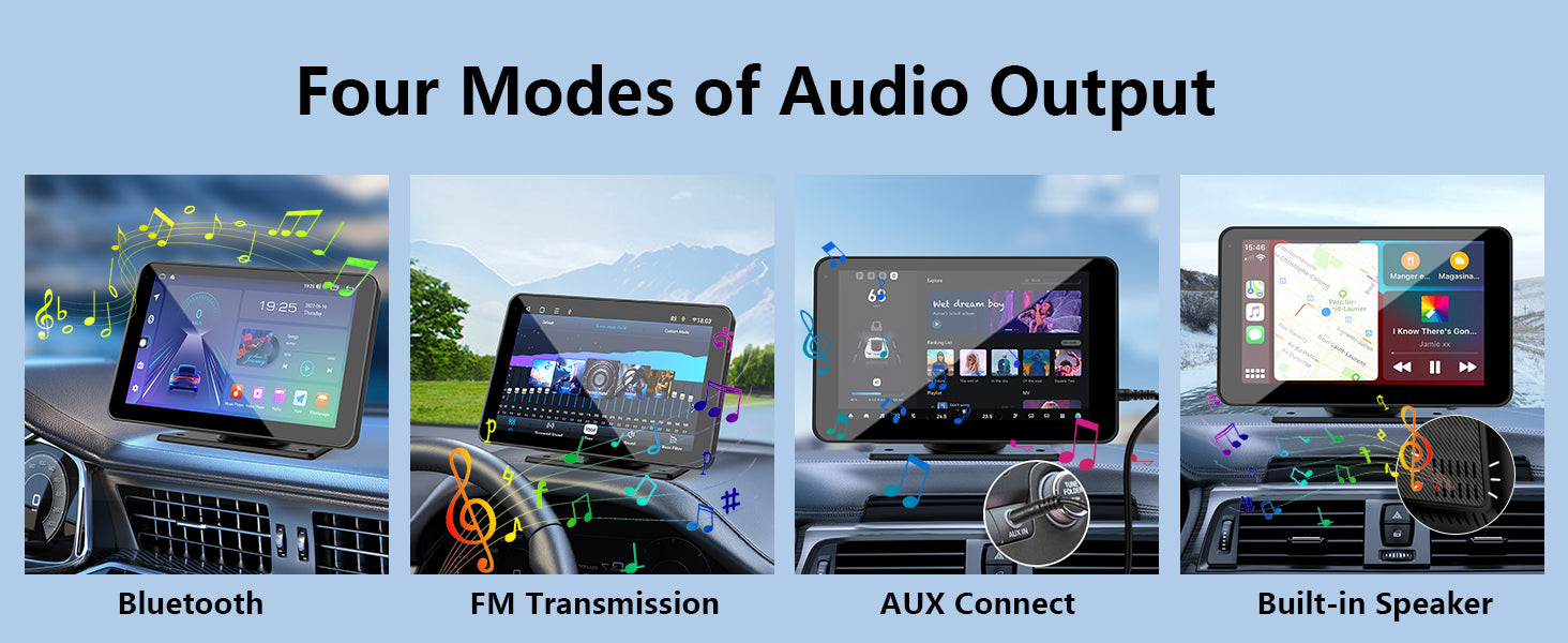 Apple Carplay-skærm til bil, 9" HD bærbar bilstereo med touchskærm og trådløs Android Auto, bakkamera - LifafaDenmark Aps