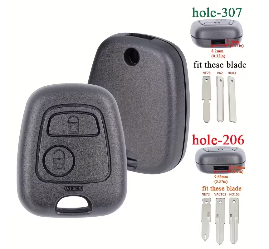 2 Button Remote Key Fob for case Citreon C1 C2 C3 C5 C6 - LifafaDenmark Aps