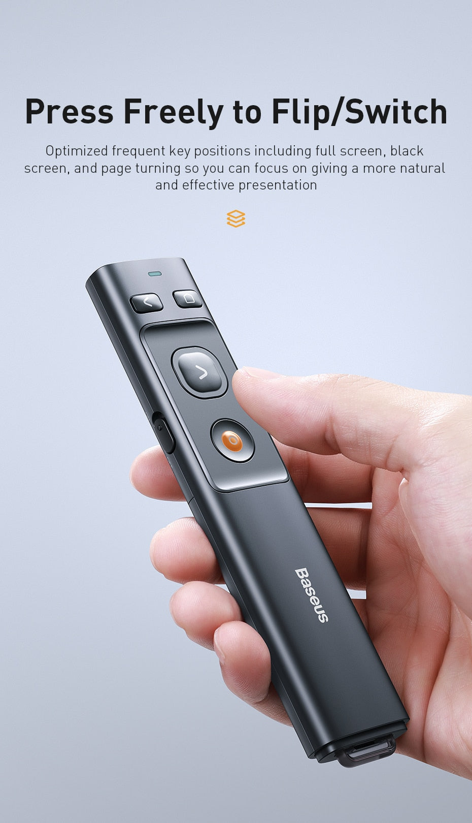 Baseus Laser Wireless Presenter Orange Dot Fjernbetjening Red Laser Pointer