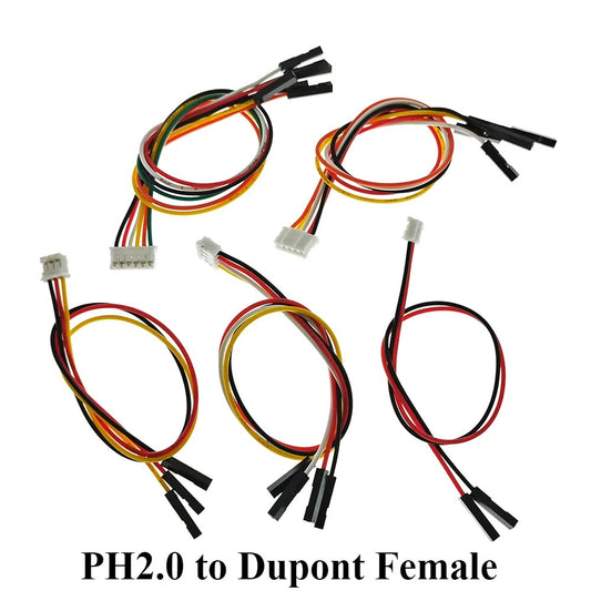 PH2.0 Dupont kabel 1P Hun og han kabler 2, 3, 4, 5, 6 benet 10cm 26AWG jumper ledning - LifafaDenmark Aps