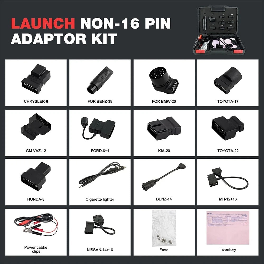 LAUNCH X431 ikke 16 bens adapter boks OBD1 stik sæt - LifafaDenmark Aps