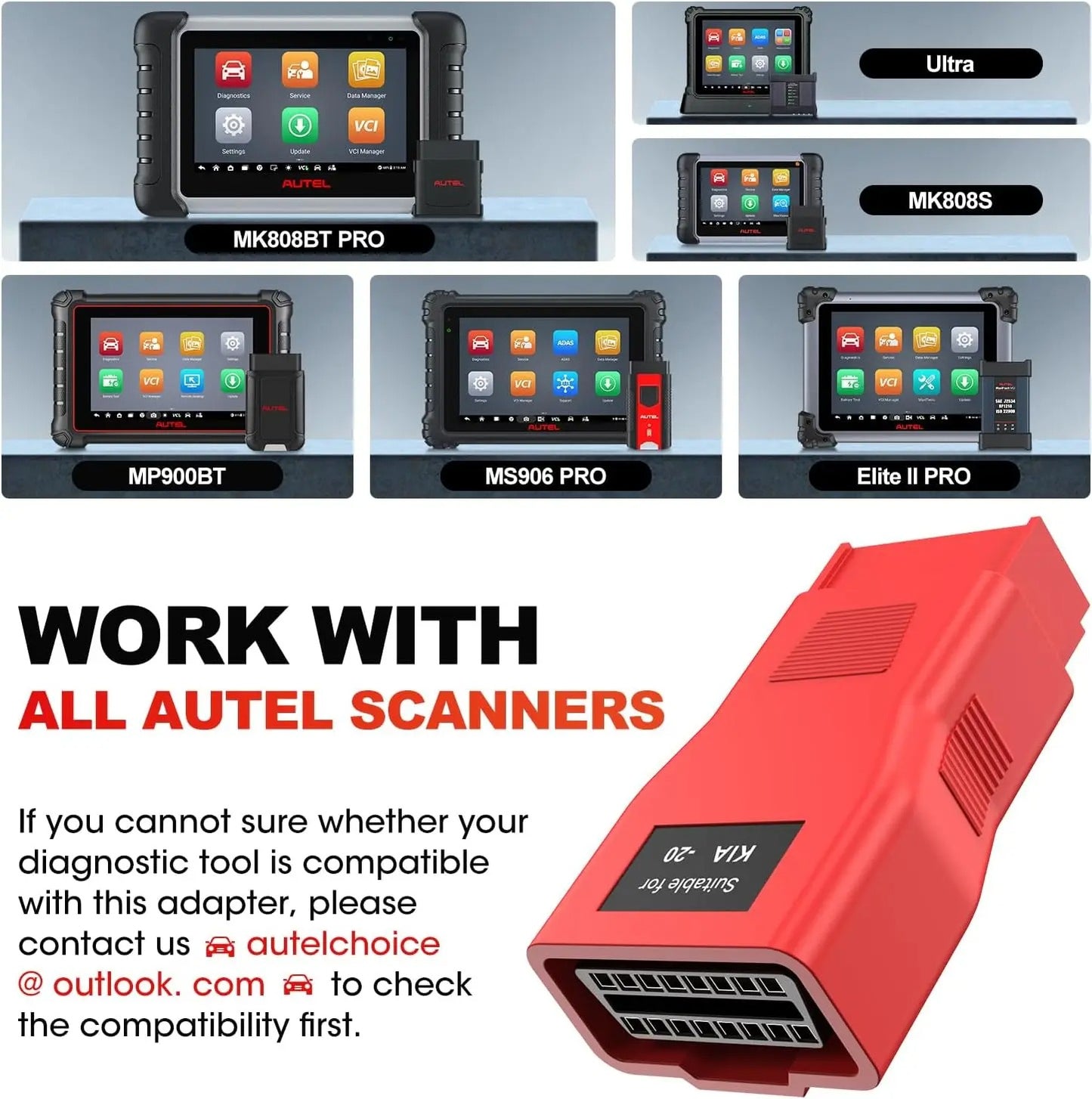 OBDII til OBDII Autel Kia 20 bens adapter til bil diagnostik - LifafaDenmark Aps