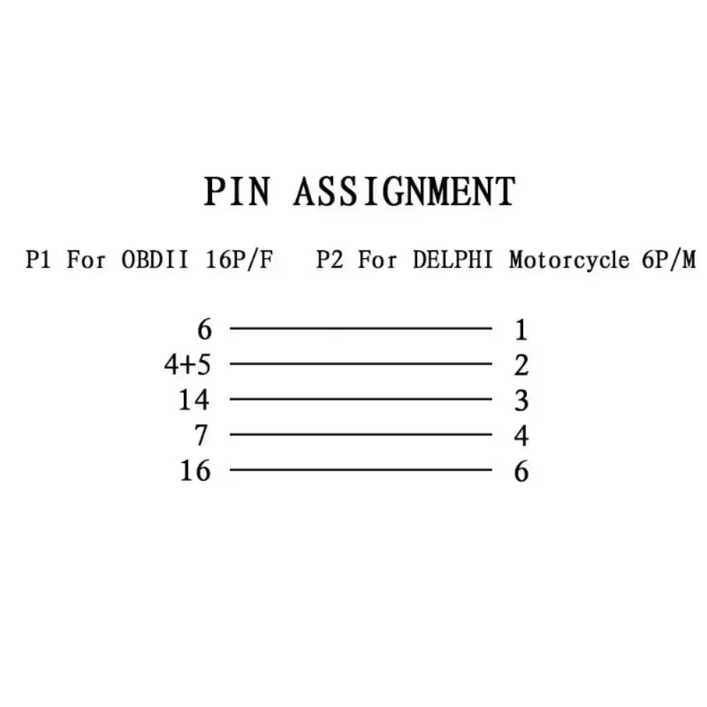 Til Delphi motorcykel 6-benet til 16-benet diagnostisk stik adapter kabel