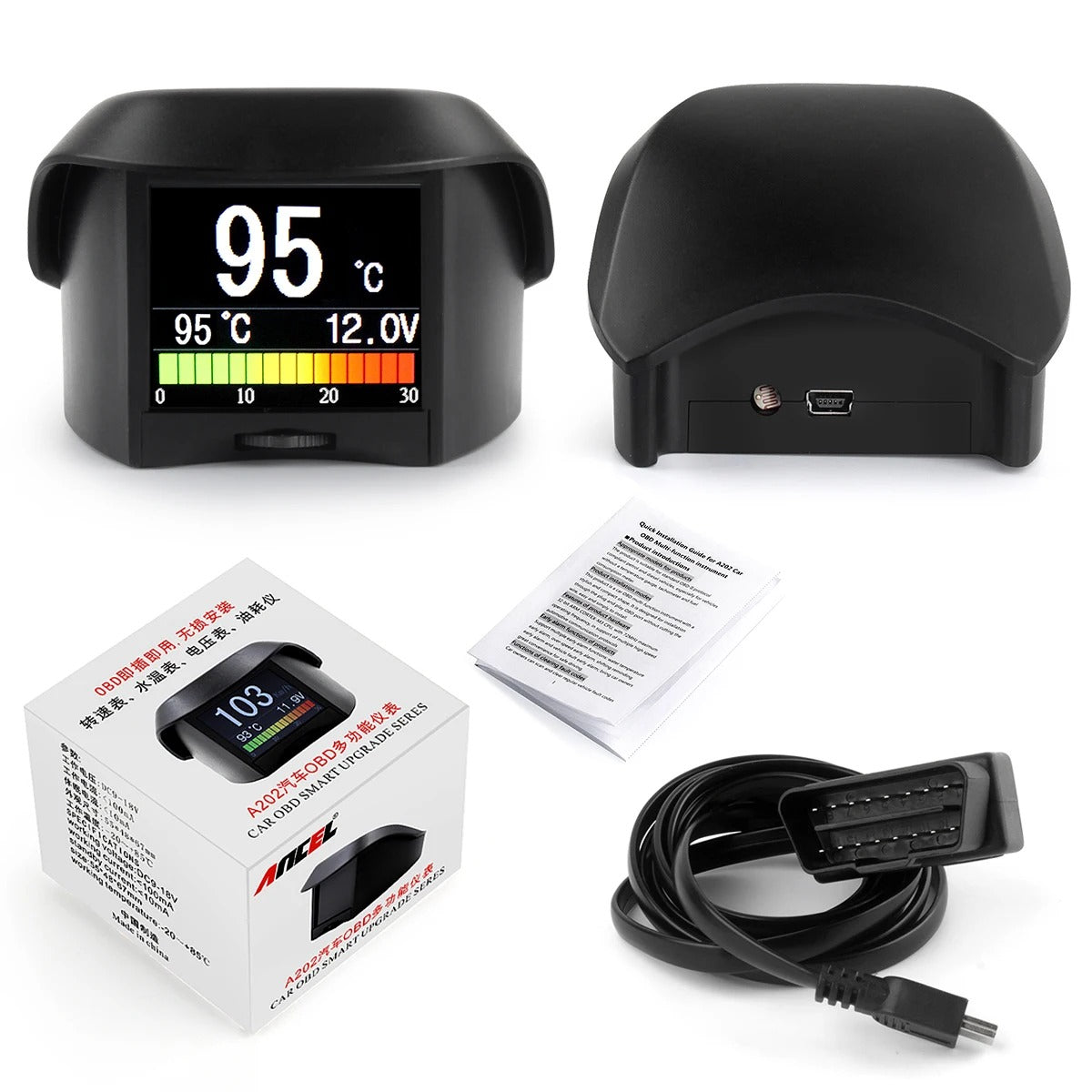 ANCEL A202 Bil computer Bil Digital OBD 2 Computer Display Hastighed Brændstofforbrug Temperatur måler OBD2 Scanner