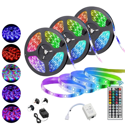 15M 10M 5M RGB 300LEDs 3528 LED Strip Light SMD + WIFI & App + 44Key Remote + 12V Power Kit - LifafaDenmark Aps