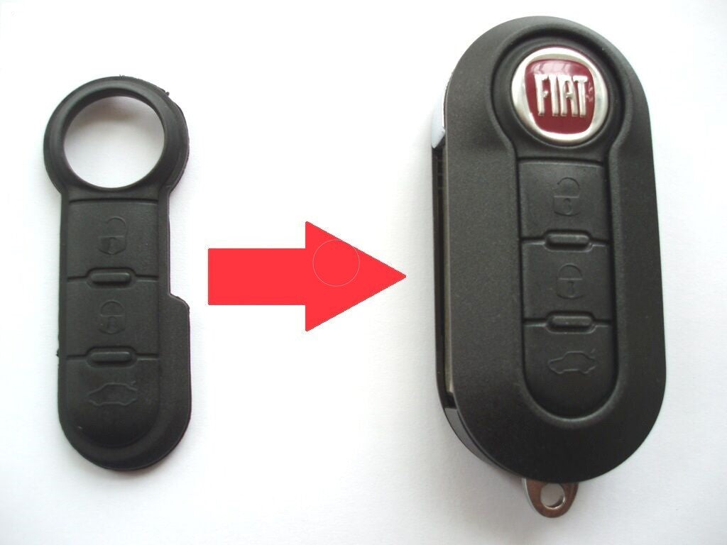 RFC 3-knaps gummipude til Fiat 500 Ducato Panda Punto fjernbetjenings flip nøgle - LifafaDenmark Aps