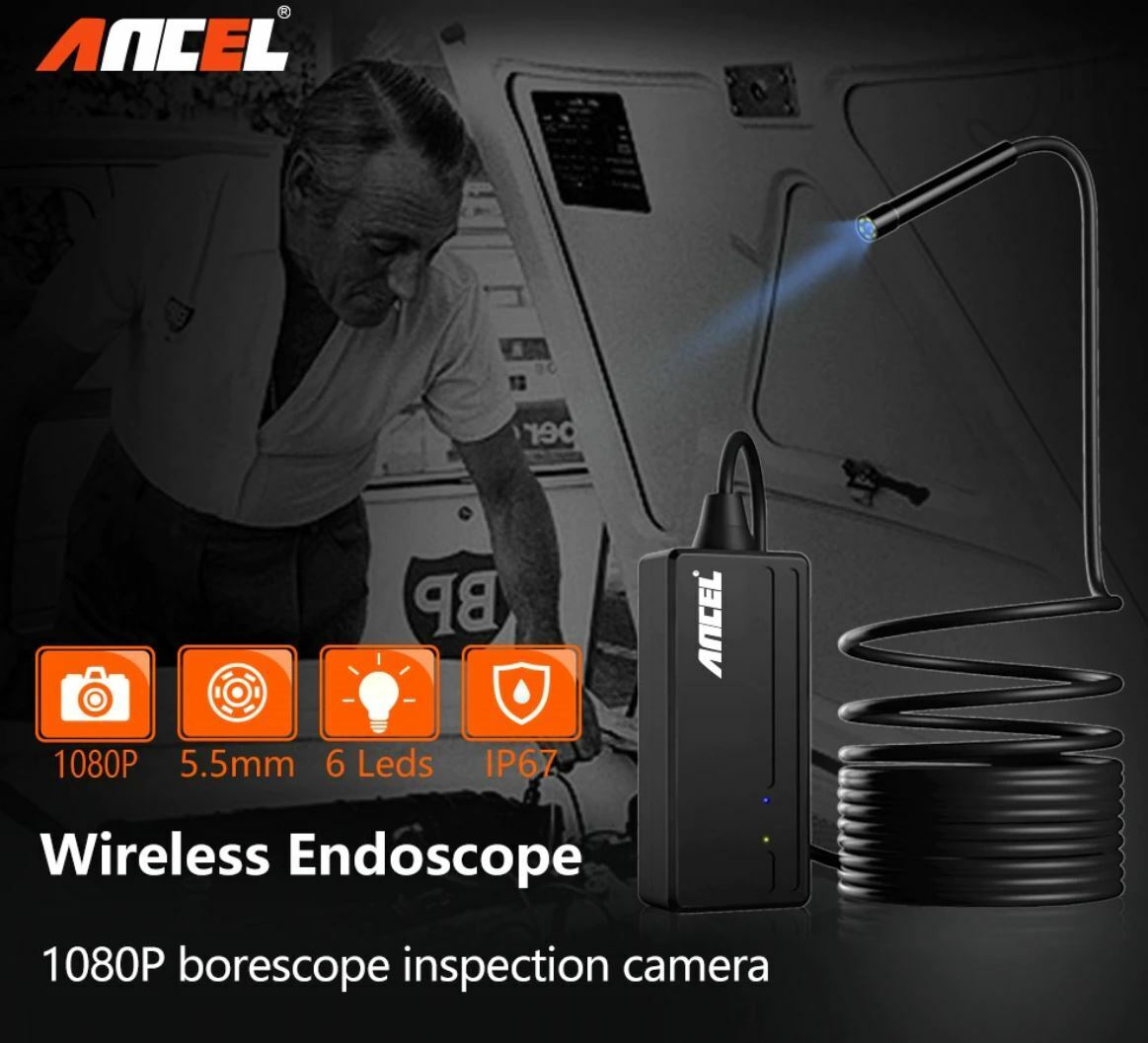 Ancel WIFI 5.5MM usb inspektions kamera 1080P til iPhone Android PC med 5M kabel - LifafaDenmark Aps