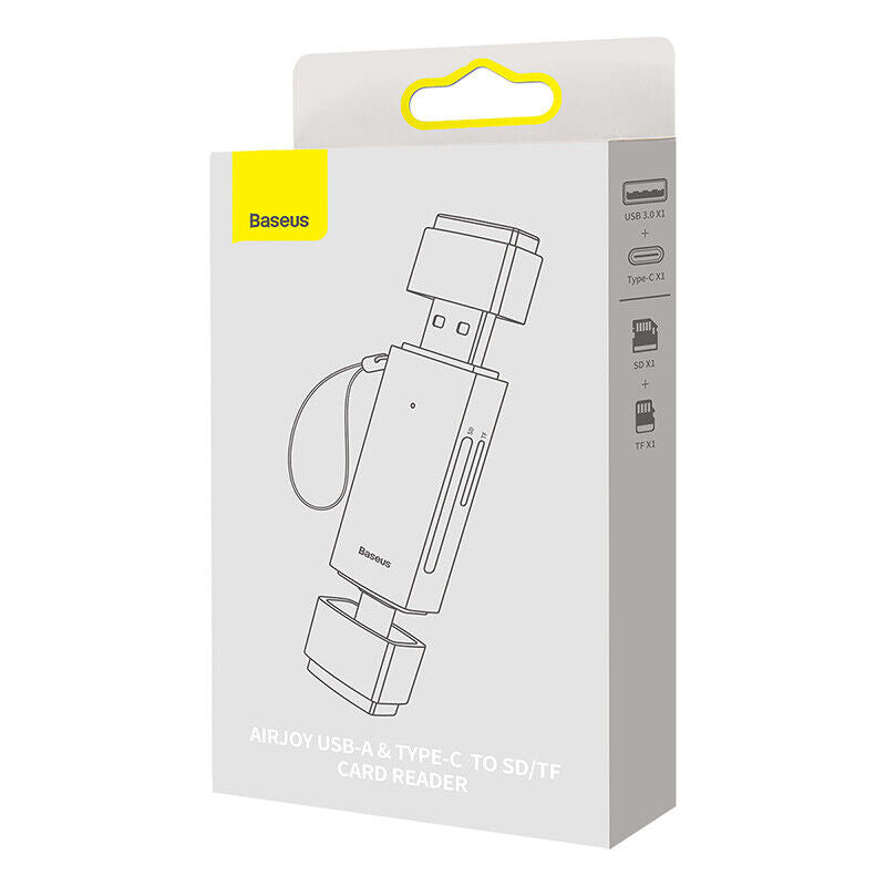 Baseus Lite Series USB-A & Type-C til SD/TF-kortlæser Grå