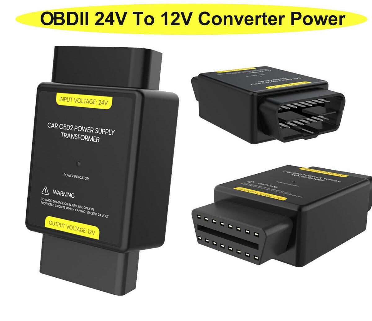 OBDII diagnostisk adapter 24V til 12V konverter strøm forsynings adapter til lastbil