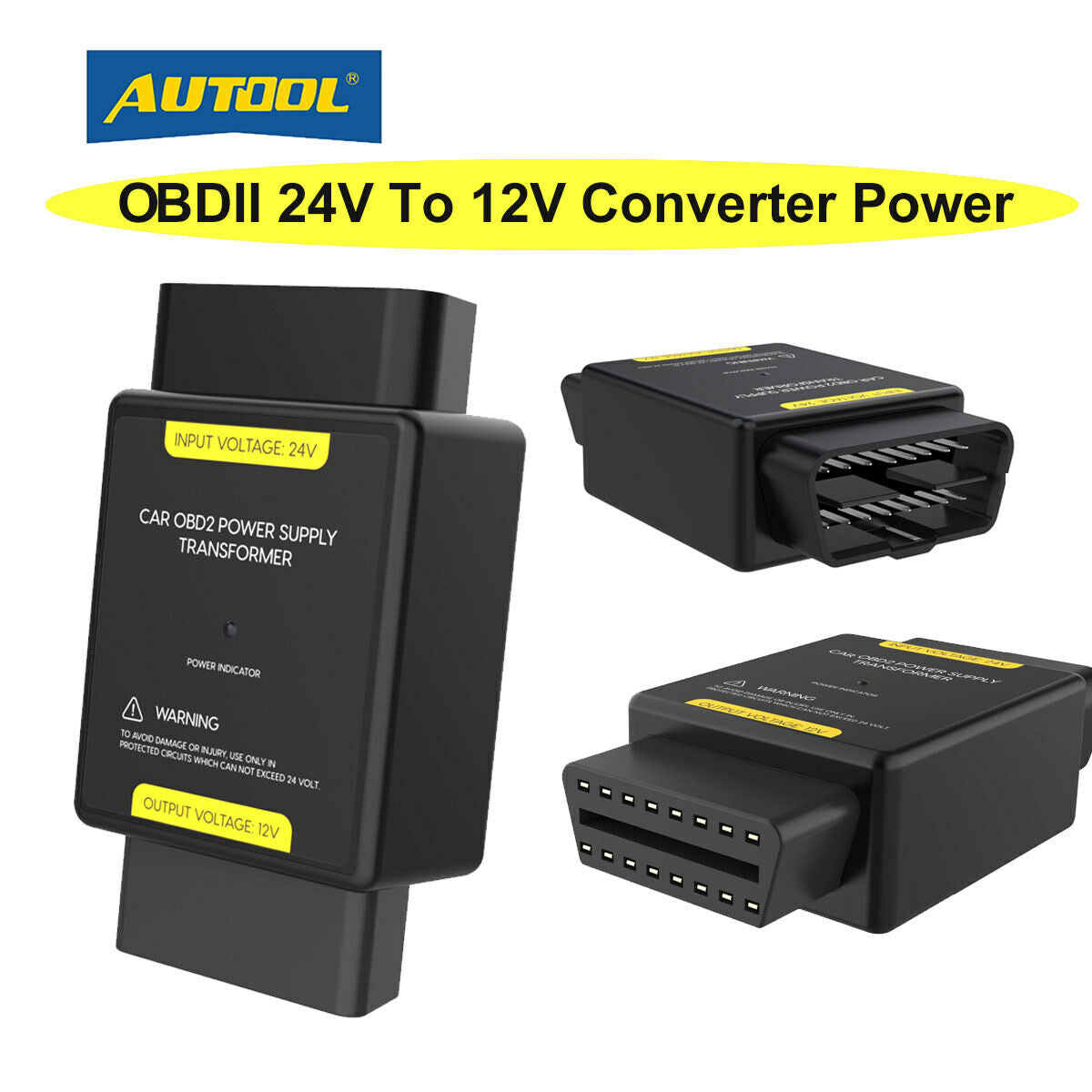 OBDII diagnostisk adapter 24V til 12V konverter strøm forsynings adapter til lastbil