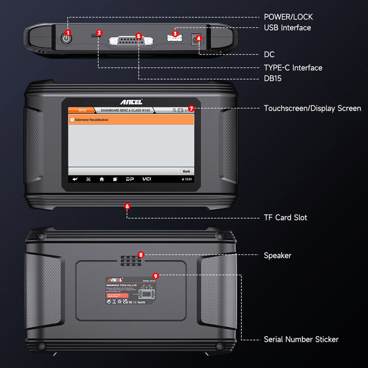 ANCEL Bil kilometer justering Korrektion af kilometer tæller OBD2 Scanner Diagnostic Tool - LifafaDenmark Aps