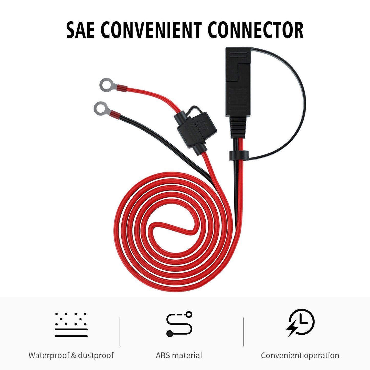 Stik forlænger kabel Solpanel Batteriring Stik 1,4M SAE til O-ring