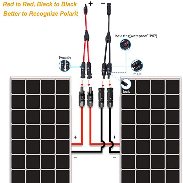 Sol panel Y-gren kabel stik Splitter forbindelse Adapter Kabel 1 til 2 gren stik