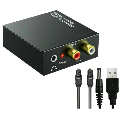 Optisk koaksial Toslink Digital til Analog Audio Converter Adapter RCA 3,5 mm L/R - LifafaDenmark Aps