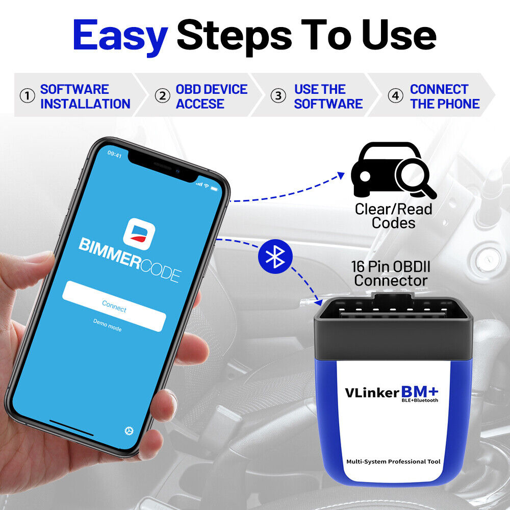 Vgate vLinker BM Plus Bluetooth OBD2 Scanner BIMMERCODE Til BMW Coding IOS Android