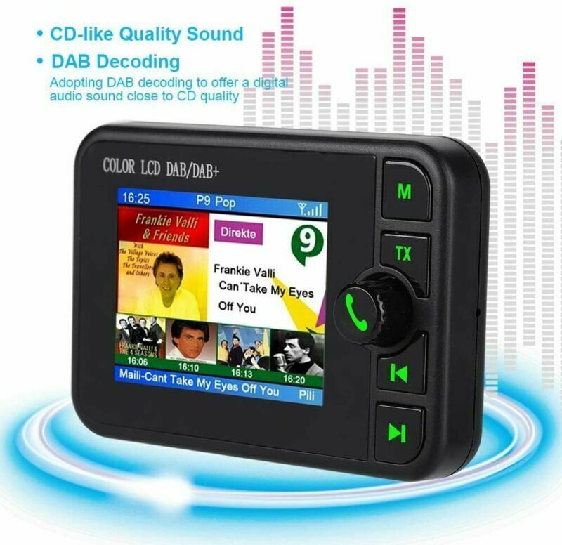 DAB DAB+ Digital Radio Adapter 2,4'' Bil LCD FM-sender, Magnetisk, USB, MP3
