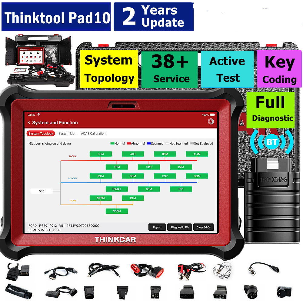 Thinkcar ThinkTool Pad10 OBD2 Scanner Automotive Bidirektional Scan Tool SRS nøgle