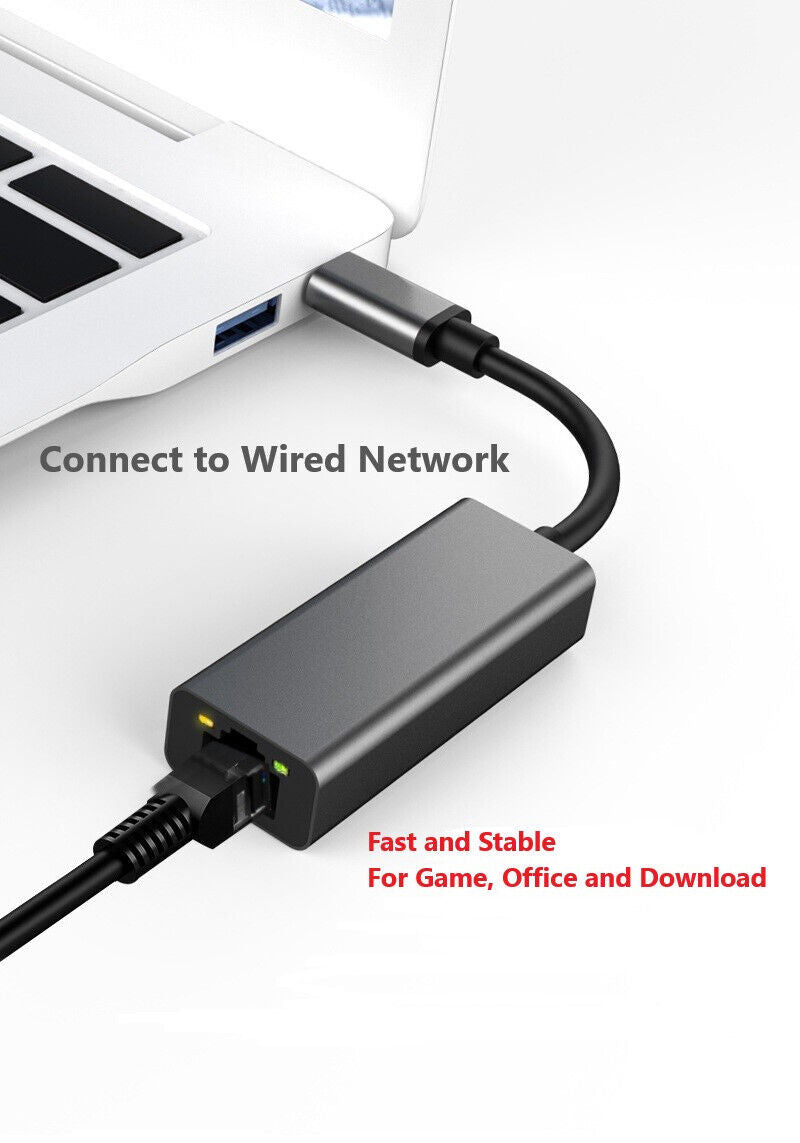 Type-C til RJ45 Gigabit netværkskort USB-C til 1000 Mbps Ethernet-adapter kabel