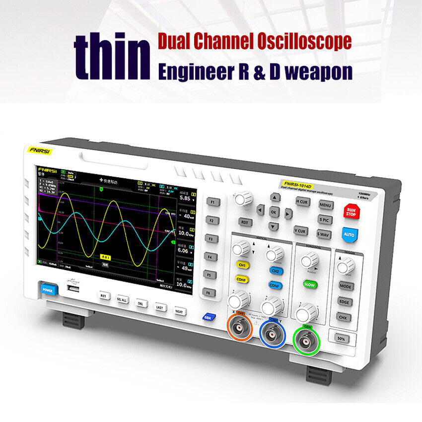 2-kanals oscilloskop, 2-i-1 oscilloskop og signalgenerator, 100MHz, ANA-log båndbredde, 1GSAS sampling hastighed Intelligent Anti-Burn
