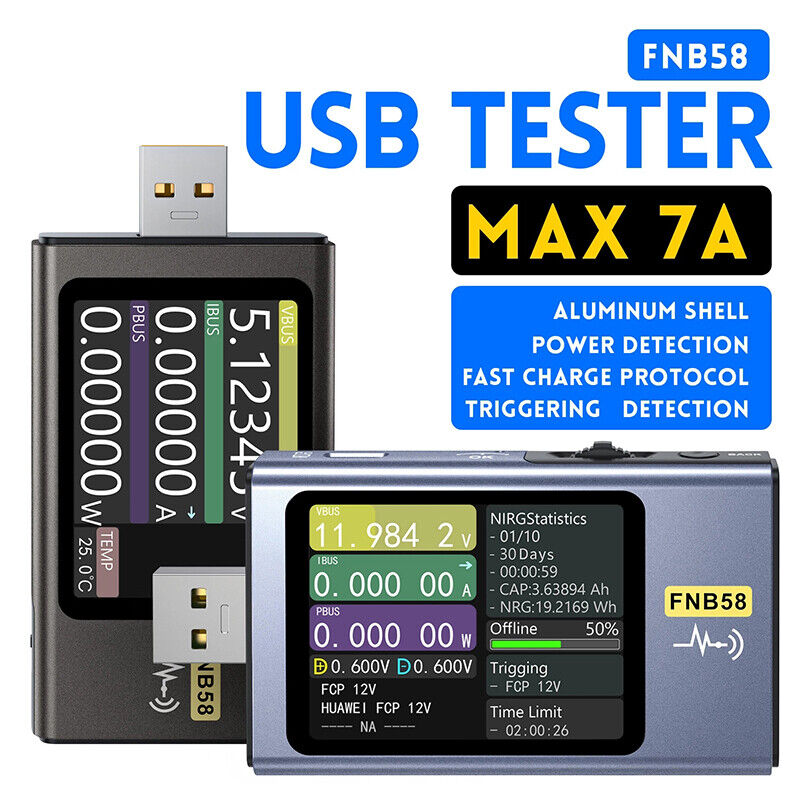 USB-strømmåler Hurtig opladnings tester Amperemeter Strøm spændings detektor (med Bletooth)