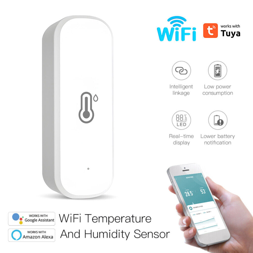 Smart Wifi Temperatur Fugtigheds sensor Monitor til Alexa Google - LifafaDenmark Aps