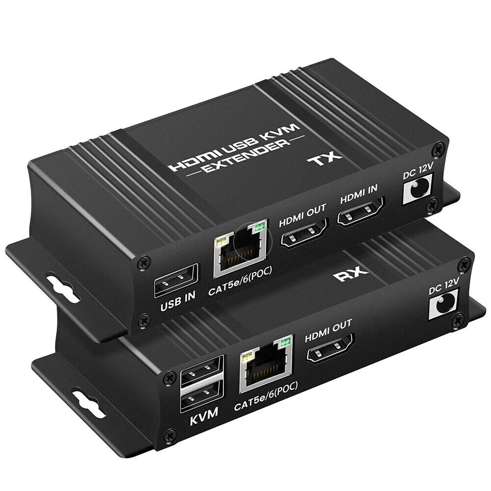 HDMI KVM Extender over Ethernet Cat5e6 KVM USB POC Kabel HDMI Loop Extender - LifafaDenmark Aps