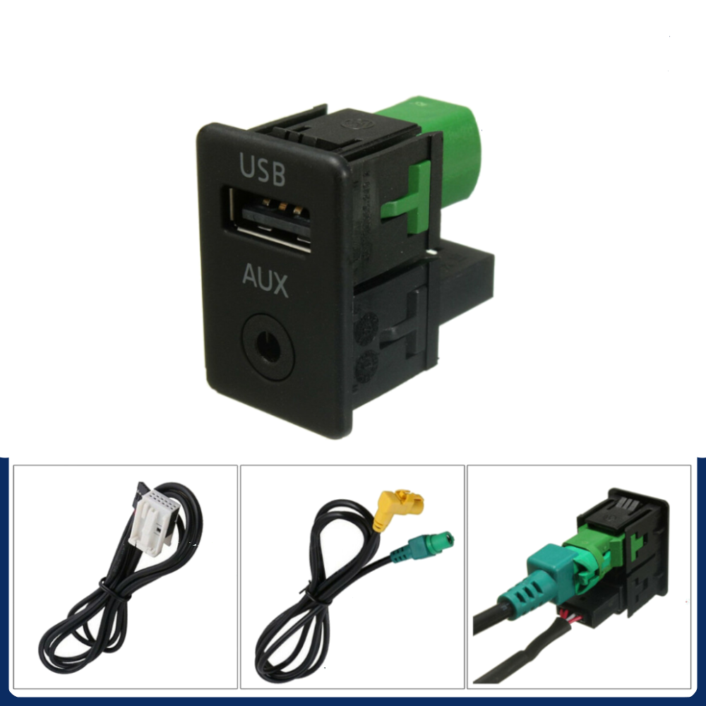 AUX USB til VW Golf Jetta Mk6 Eos Polo Mk5 RNS510 RNS315 Armlæns porte Kontakt - LifafaDenmark Aps