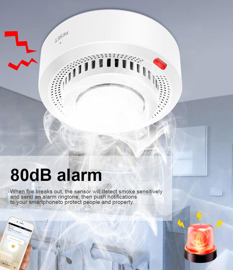 Smart WiFi Advarsel Alarm Røgdetektor Røgalarm Branddetektor