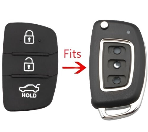 Til Hyundai i10 i20 i30 i40 ix20 ix35 3 knap udskiftning af gummi nøgle fjernbetjening - LifafaDenmark Aps